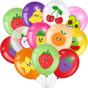 Funny face fruit balloon decorations for the toddler activity 'Toddler Tea party.'