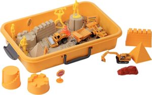 A ready-made construction-themed sensory bin for toddlers.