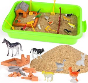 A ready-made farm-themed sensory bin for toddlers.