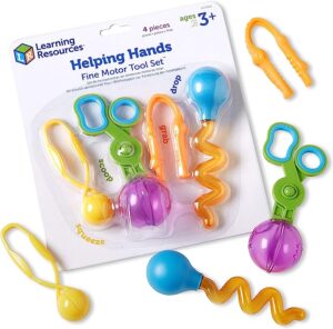 Set of 4 plastic sensory bin tools.