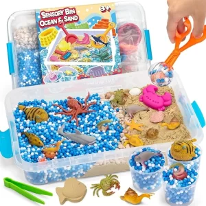 Ocean themed sensory bin for toddler activities